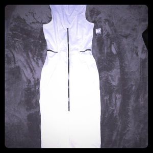 All White Zipper Pencil Dress